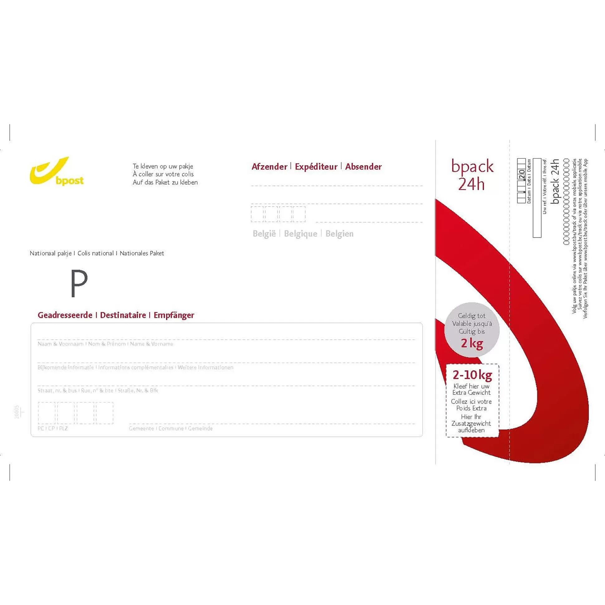 BPOST Enveloppen & Postzegels-Postzegel Nationaal Tarief Bpack 24H Voor Pakjes Tot 2Kg