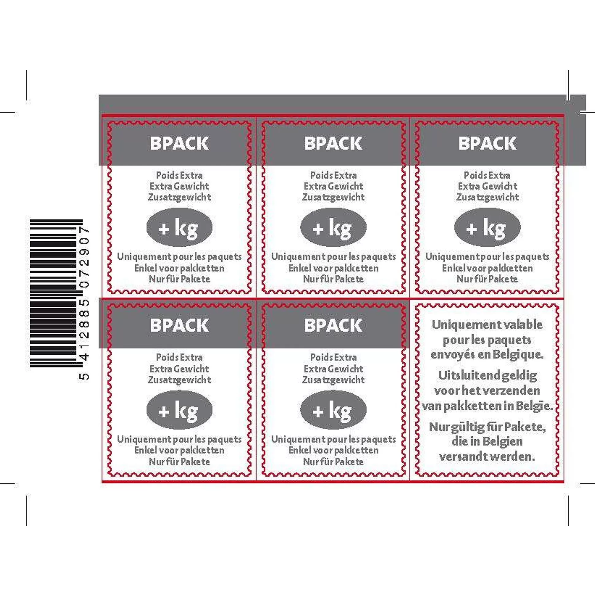 BPOST Enveloppen & Postzegels-Postzegel Nationaal Tarief Bpack Extra Gewicht Voor Pakjes Tot 10Kg