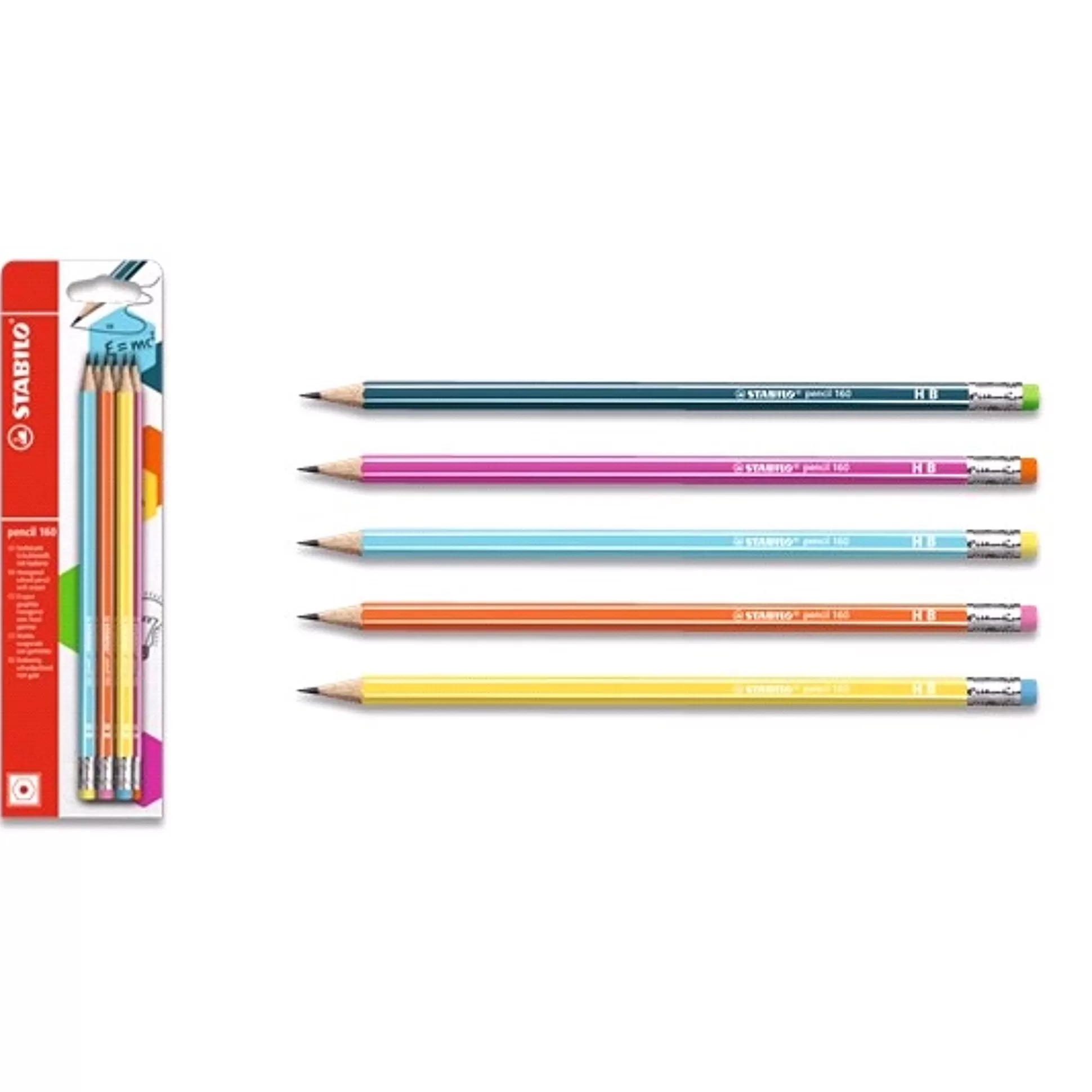 STABILO Potloden & Gommen-Potlood Grafiet Hb Multicolor Gekleurde Gom 6 Stuks