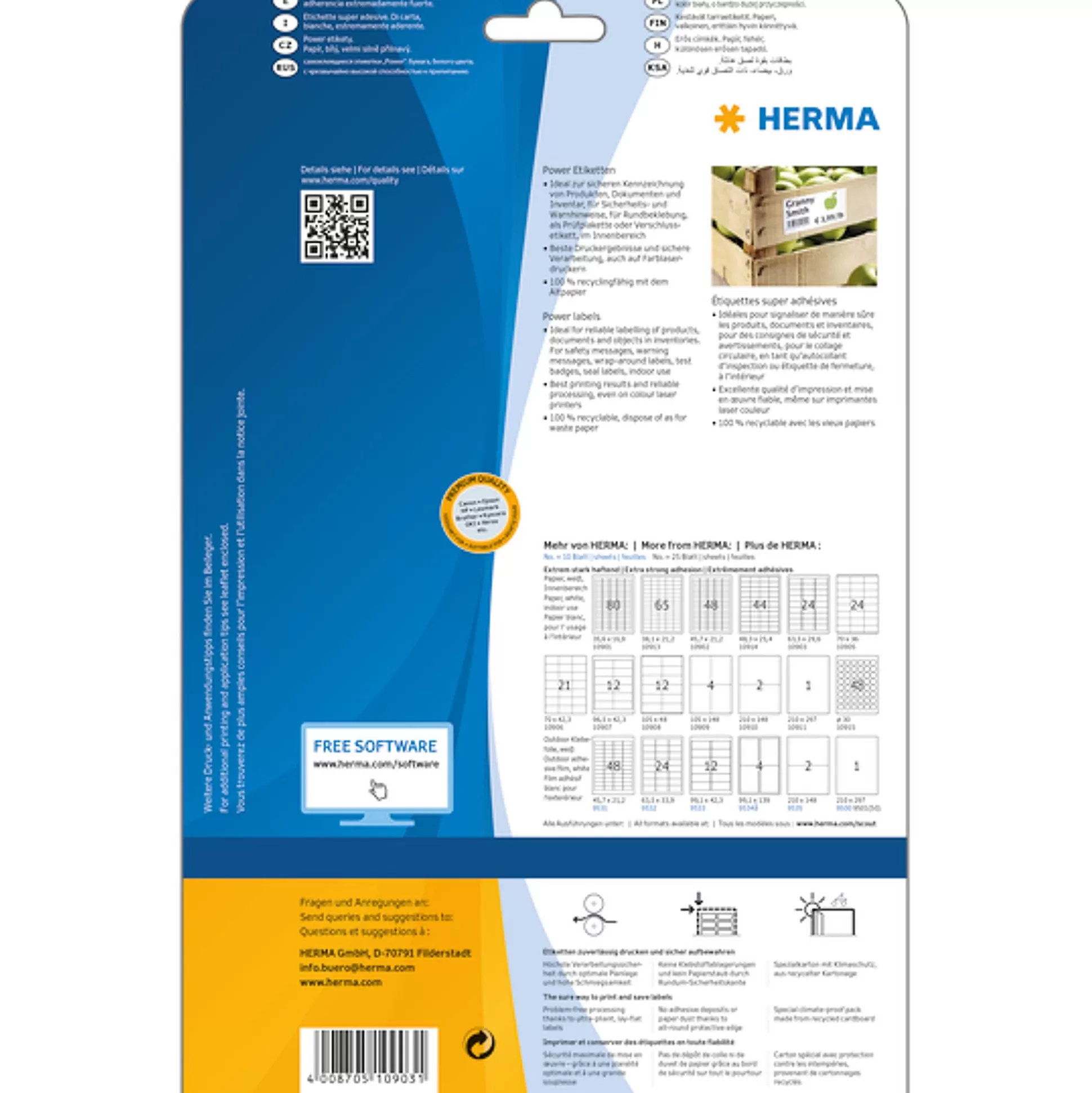 HERMA Etiketten & Labels-Power-Etiketten 63,5X29,6Mm 25 A4-Vellen 675 Stuks