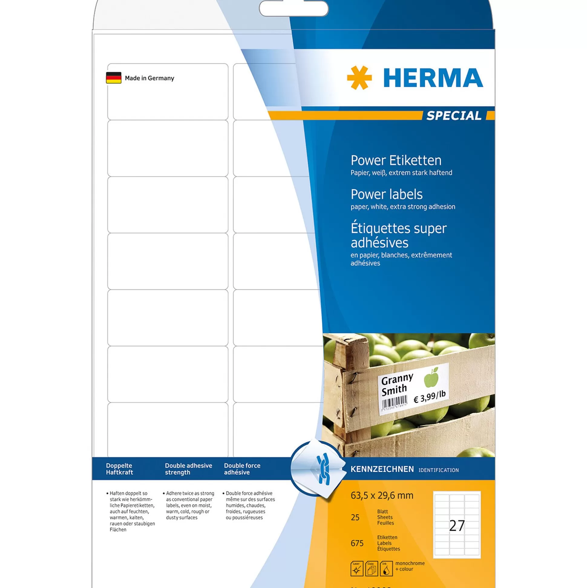 HERMA Etiketten & Labels-Power-Etiketten 63,5X29,6Mm 25 A4-Vellen 675 Stuks