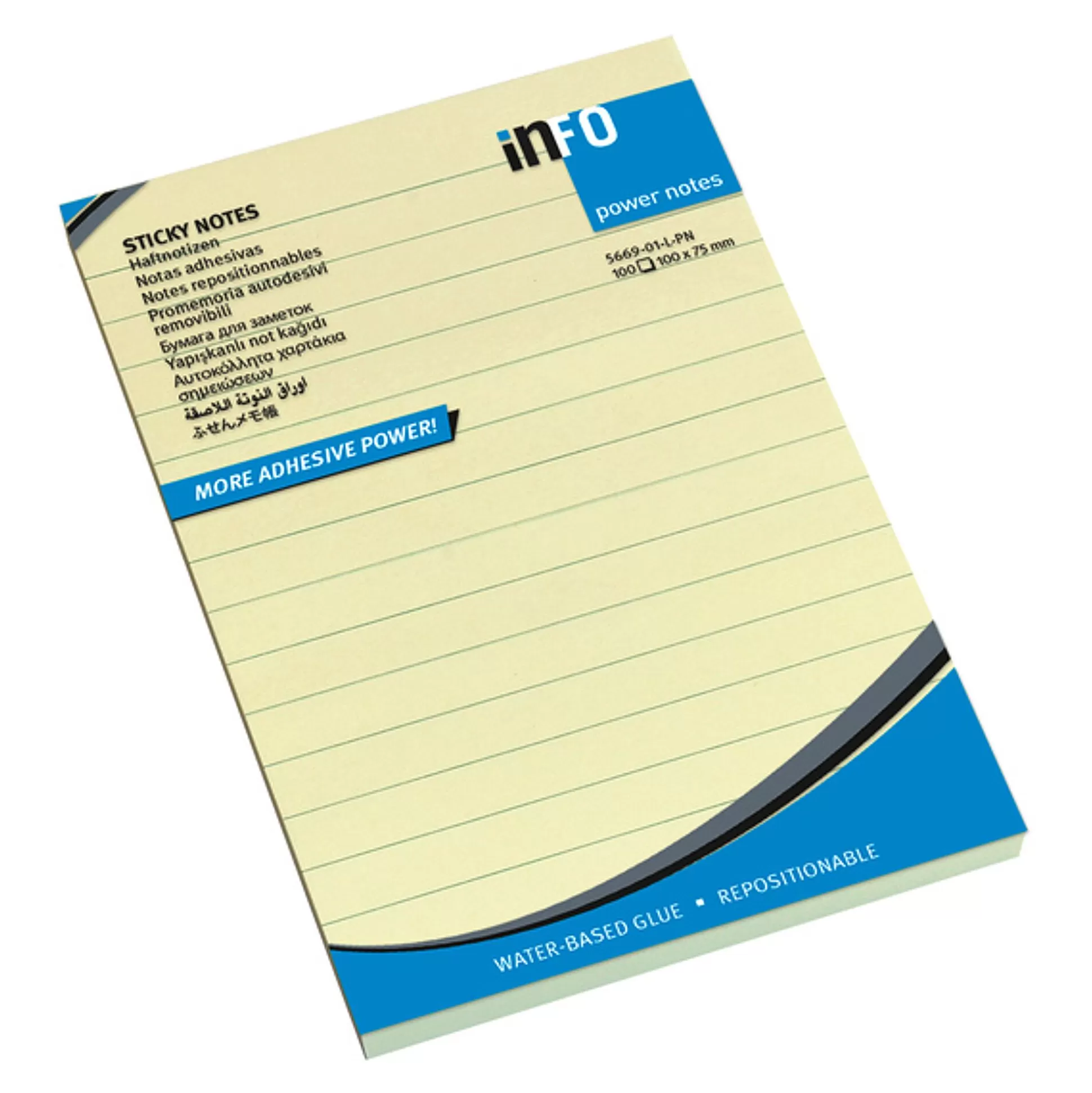 INFONOTE Notitieblokken-Powernotes Gelijnd 10X15Cm Geel 100 Vellen