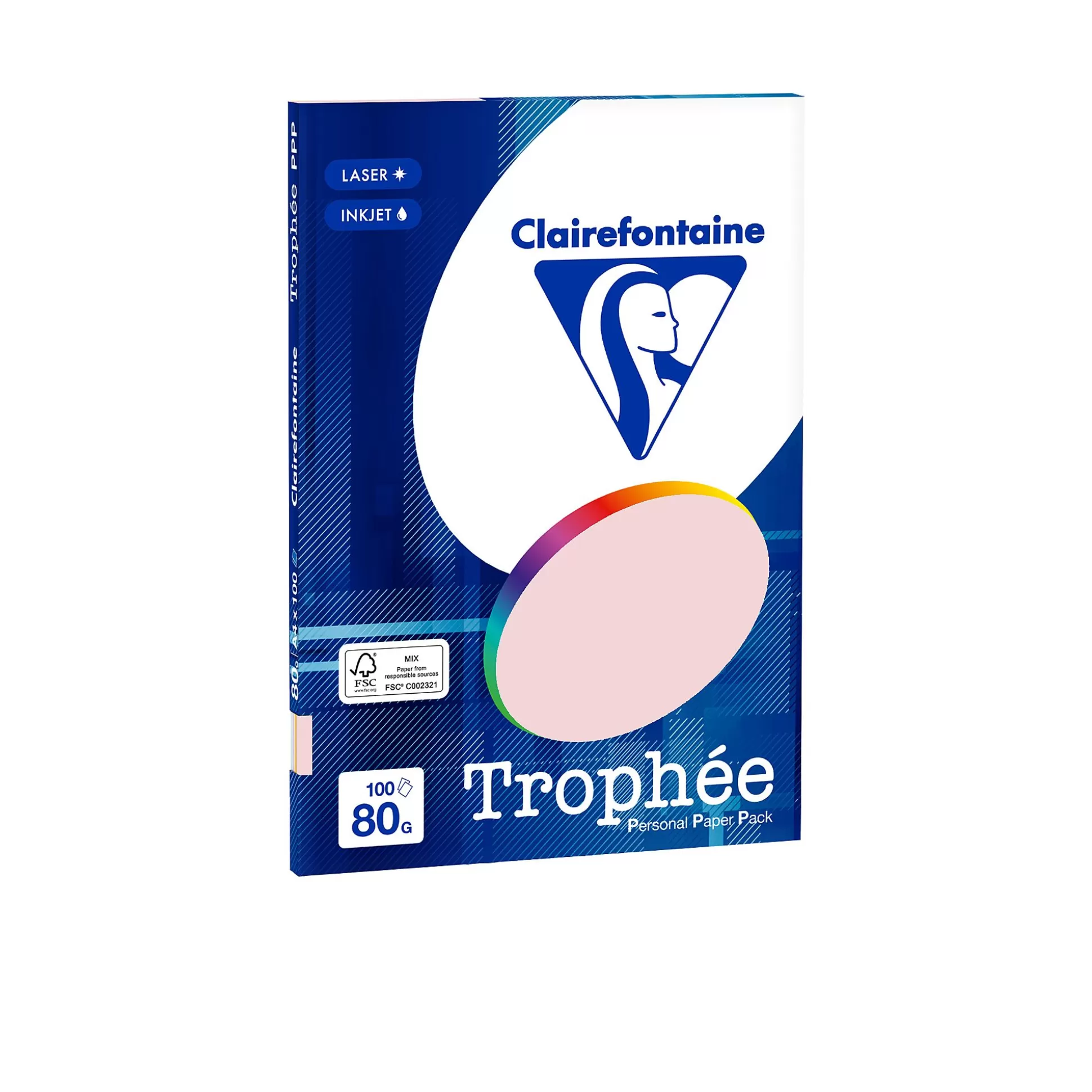 CLAIREFONTAINE Printpapier-Printpapier Assortiment 80G/M A4 Pastel Troph E 100 Vellen