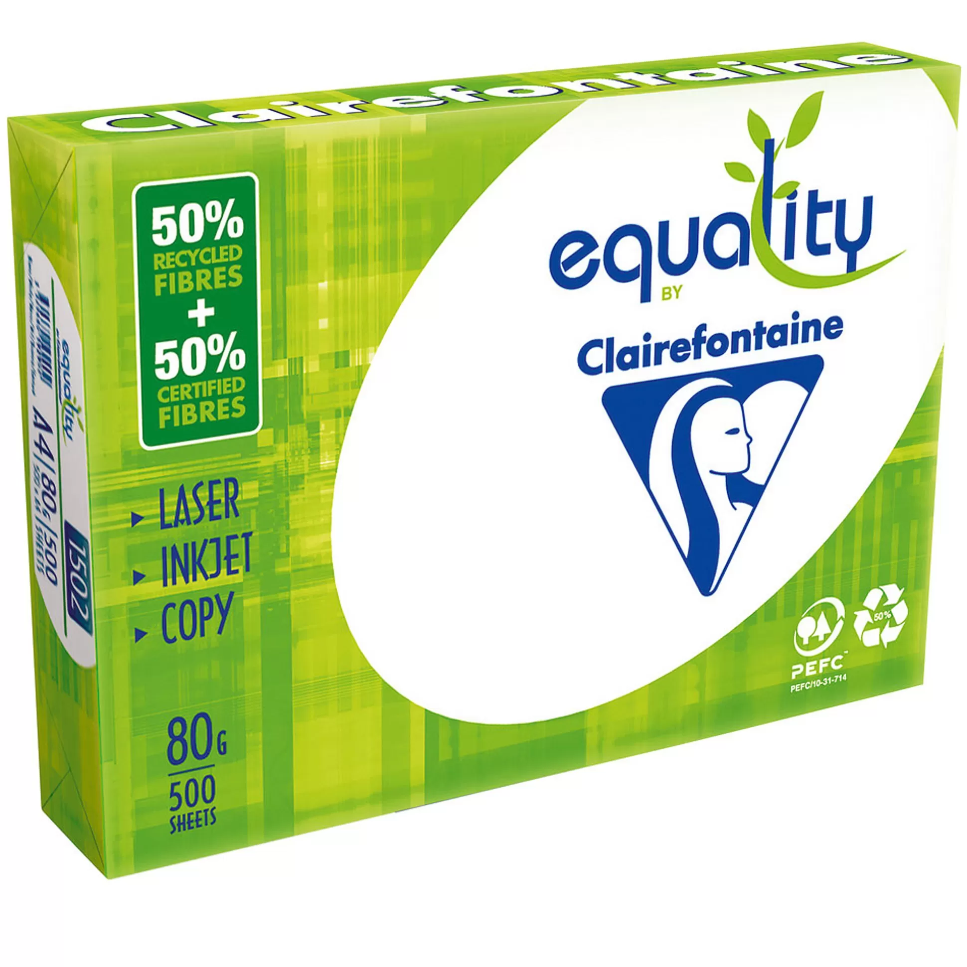 CLAIREFONTAINE Printpapier-Printpapier Equality 50% Gerecycleerd A4 80G/M Wit 500 Vellen