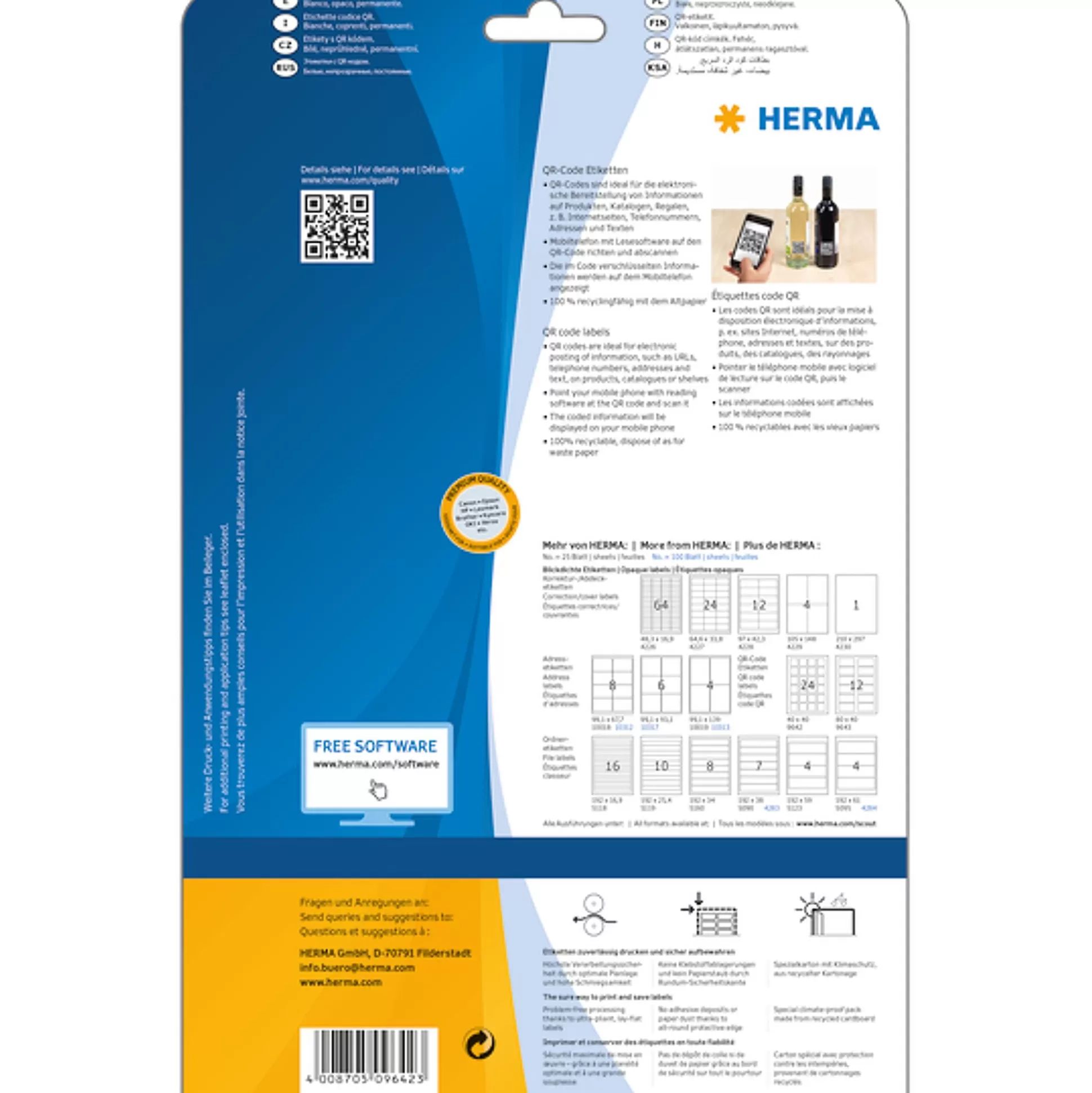 HERMA Etiketten & Labels-Qr-Code Etiketten 40X40Mm Wit 25 A4-Vellen 600 Stuks