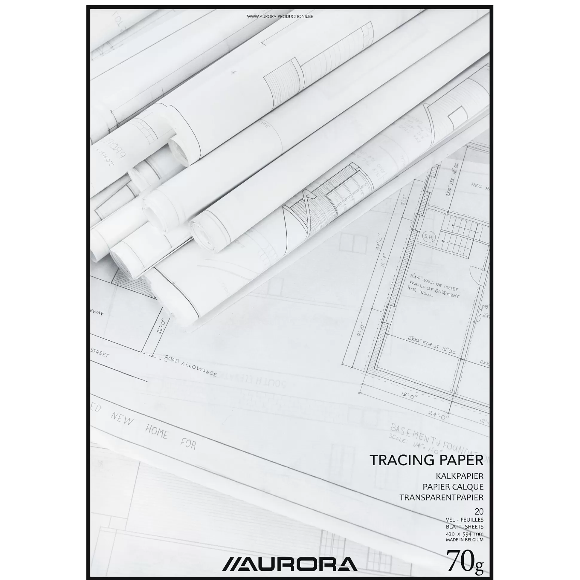 AURORA Tekenpapier-Raphael Kalkpapier A2 72G/M 20 Vellen