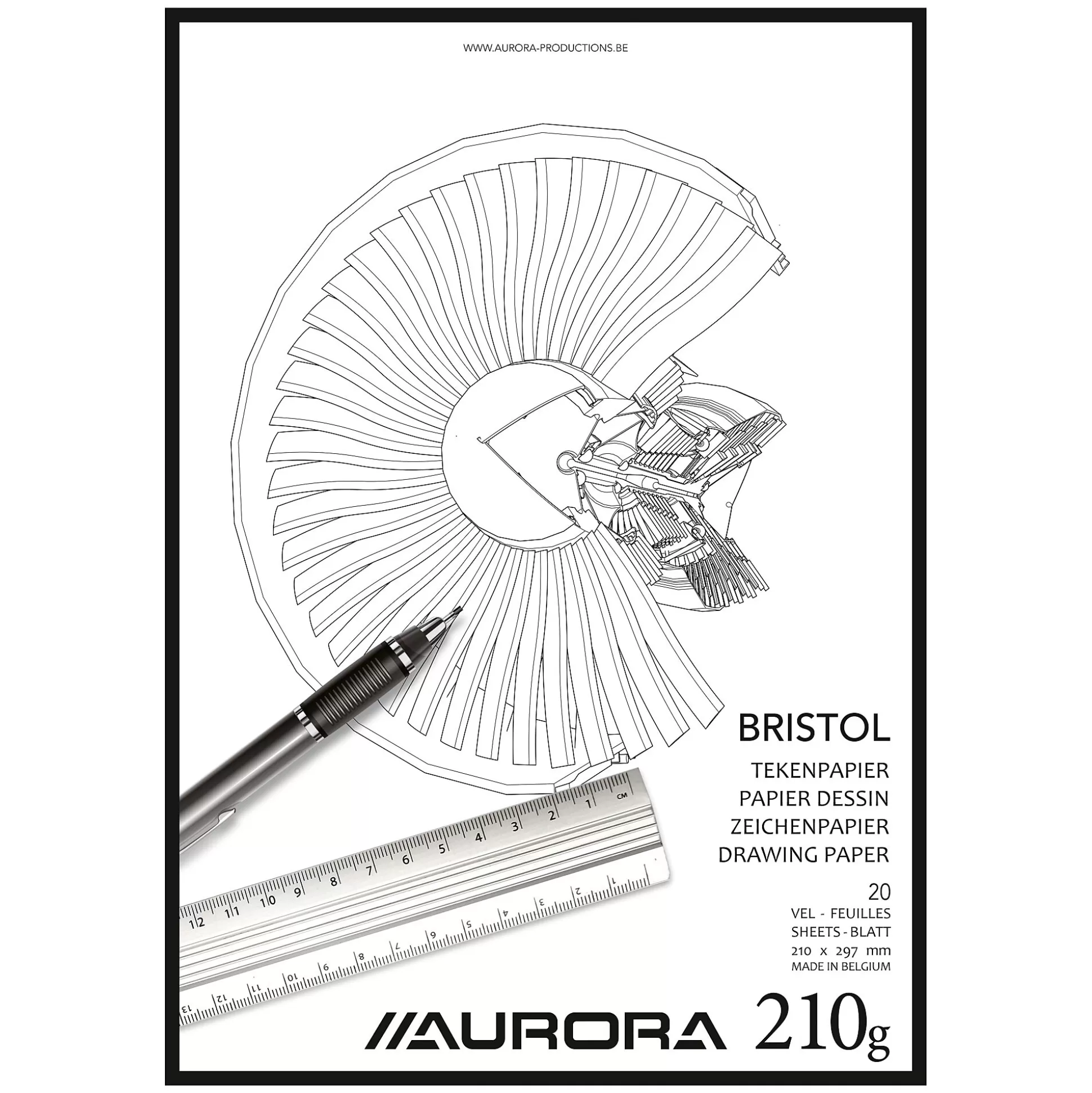 AURORA Tekenpapier-Raphael Tekenblok Bristol A4 210G/M 20 Vellen