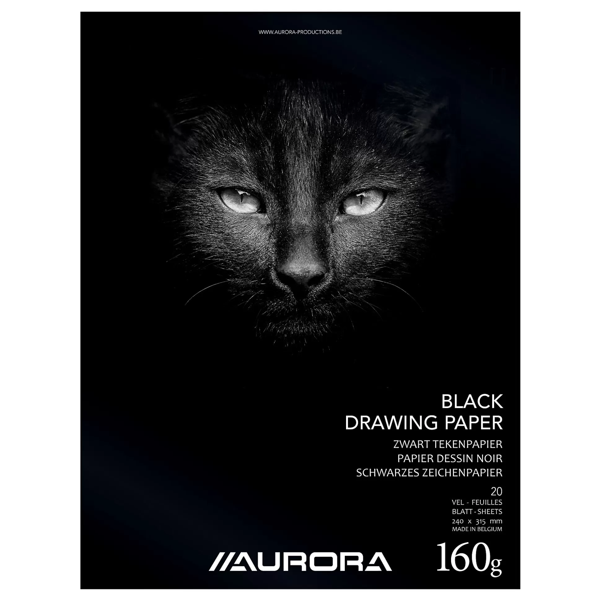 AURORA Tekenpapier-Raphael Tekenblok Zwart 315X240Mm 160G/M 20 Vellen