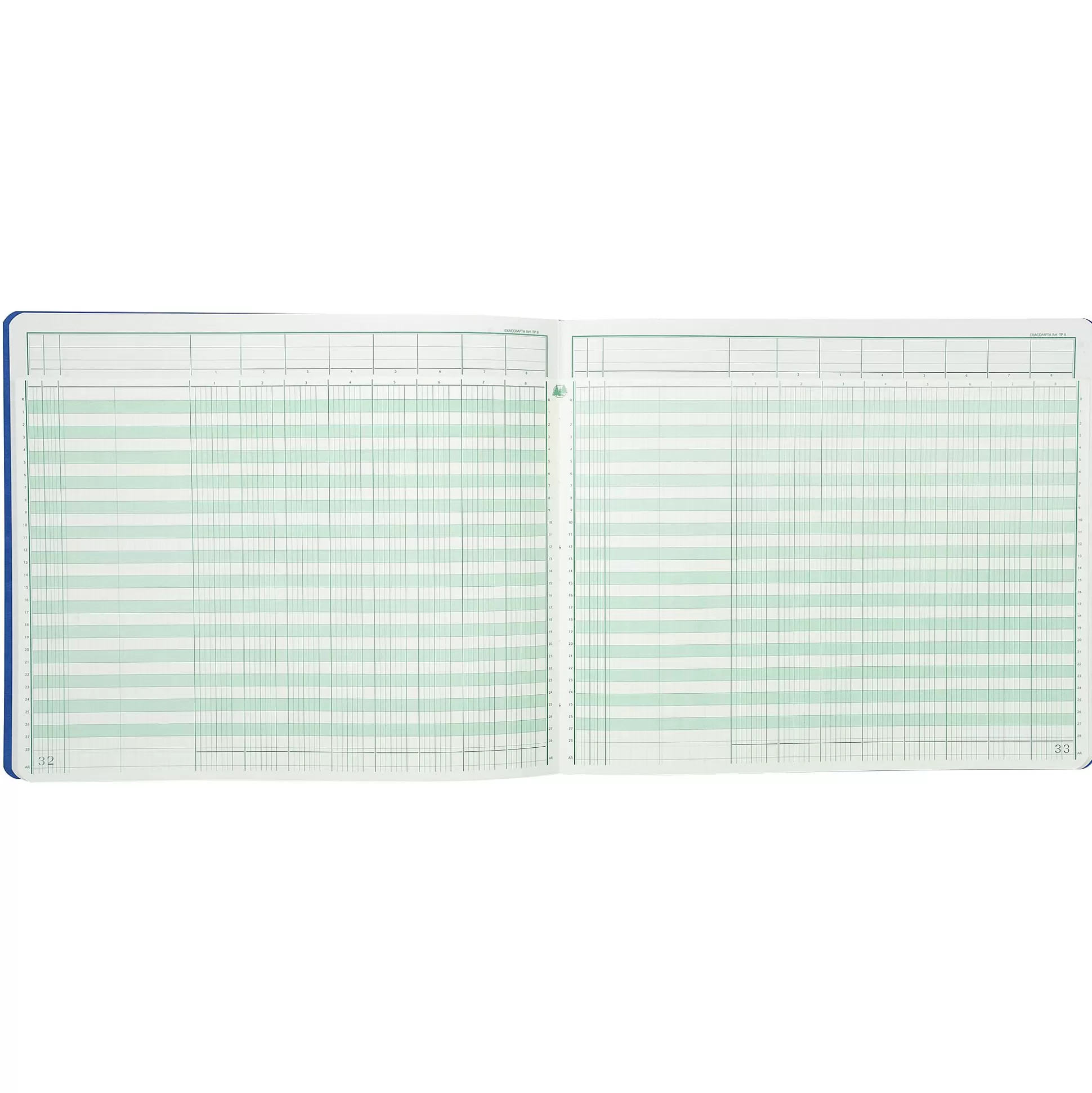 EXACOMPTA Speciaal Papier & Schrijfboeken-Register 8 Kolommen Per Pagina Met Uitgesneden Hoofding 28 Lijnen 80 Bladen 32X27Cm