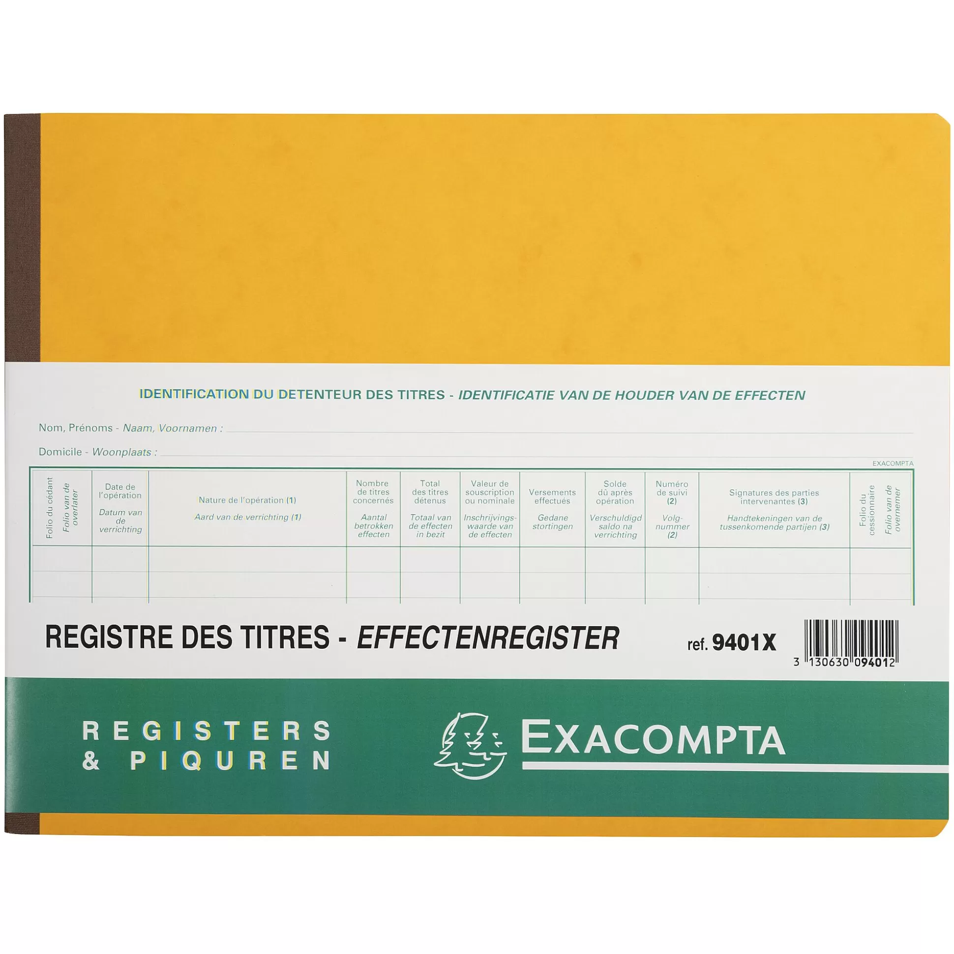 EXACOMPTA Speciaal Papier & Schrijfboeken-Register Aandeelhouders Bv/Srl Nl+Fr 32X24Cm 80 Pagina's