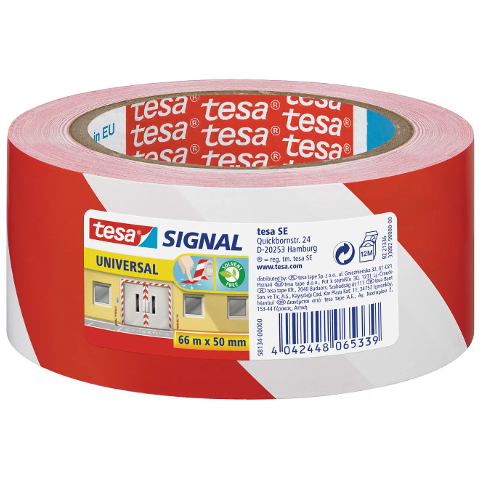 TESA Lijmen & Plakken-Signaaltape Rood/Wit 5Cm X 66M