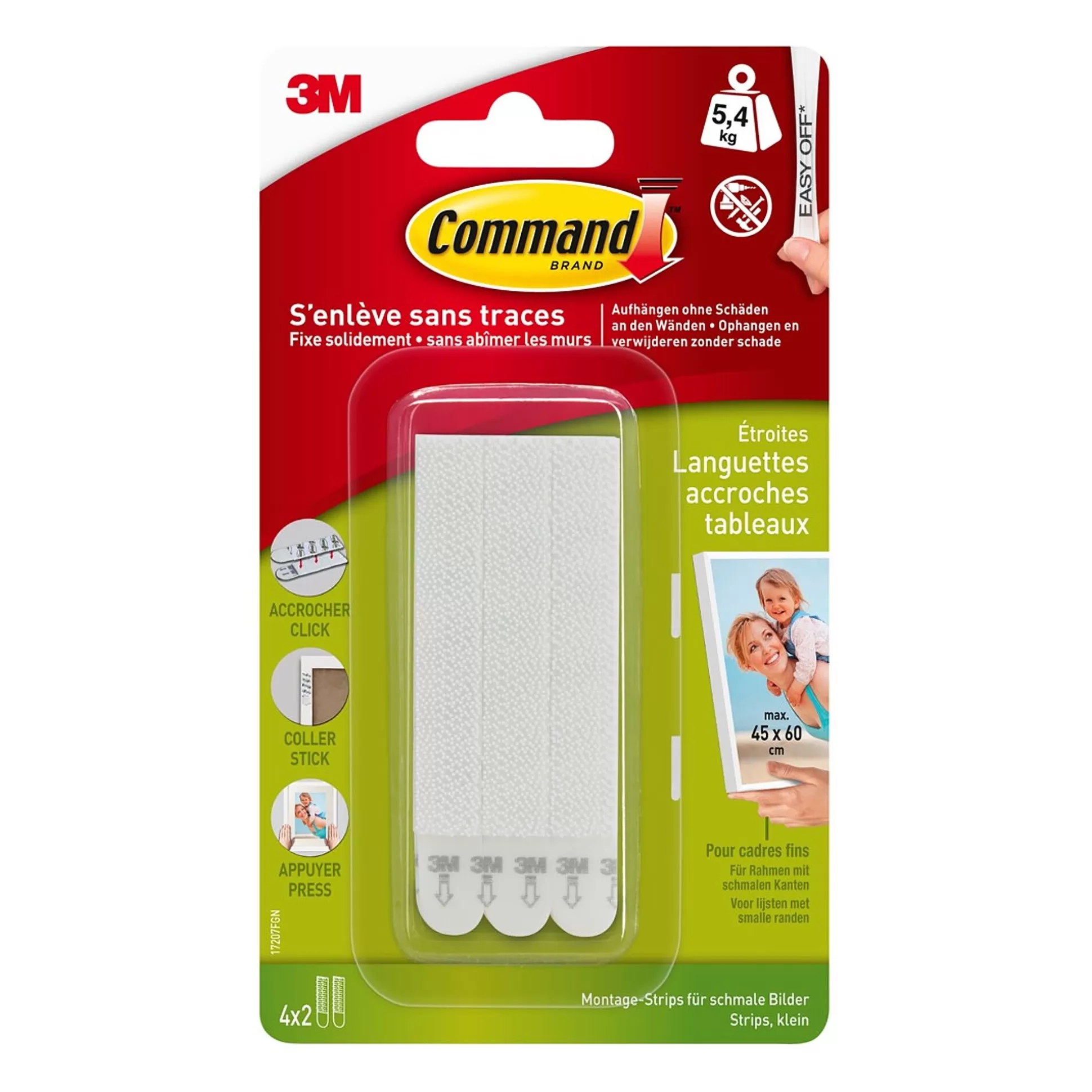 COMMAND Klein Bureaumateriaal-Smalle Bevestigingsstrips Wit 4 Stuks