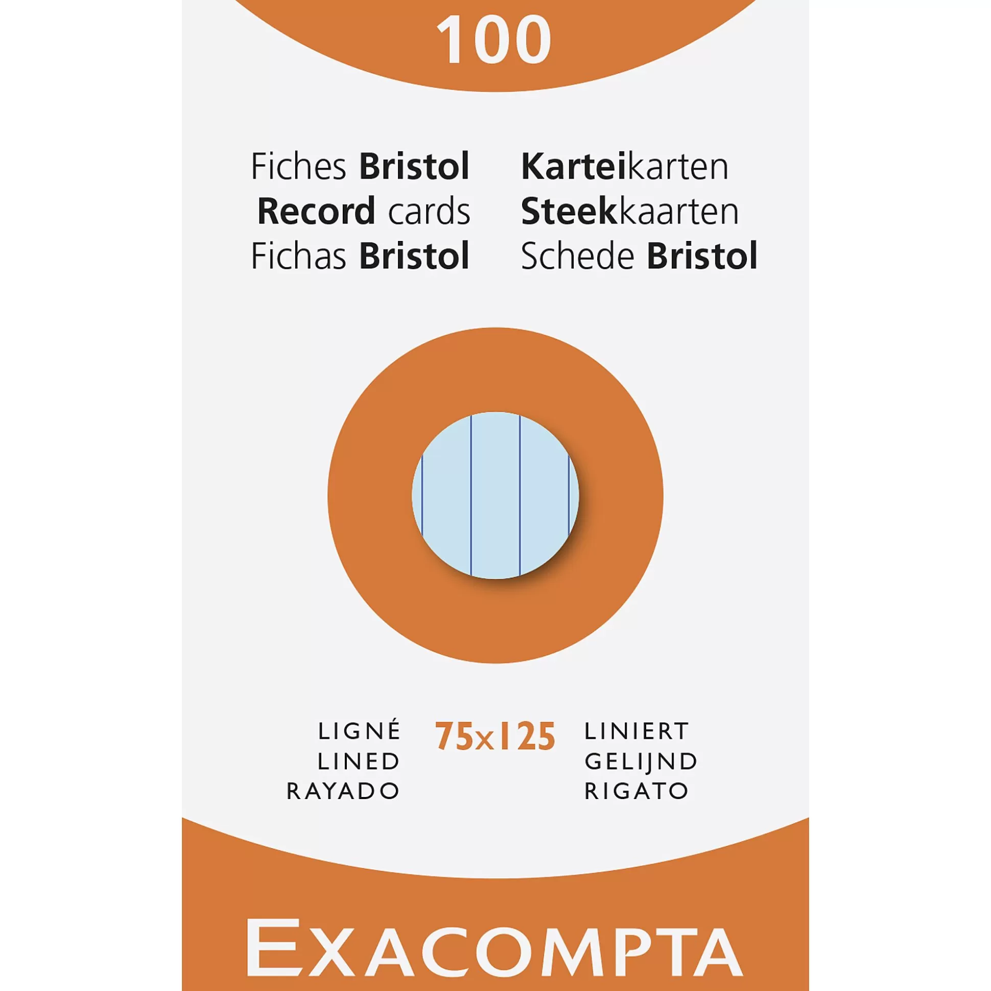 EXACOMPTA Klasseren-Steekkaarten 7,5X12,5Cm Gelijnd Niet Geperforeerd Assortiment 100 Stuks