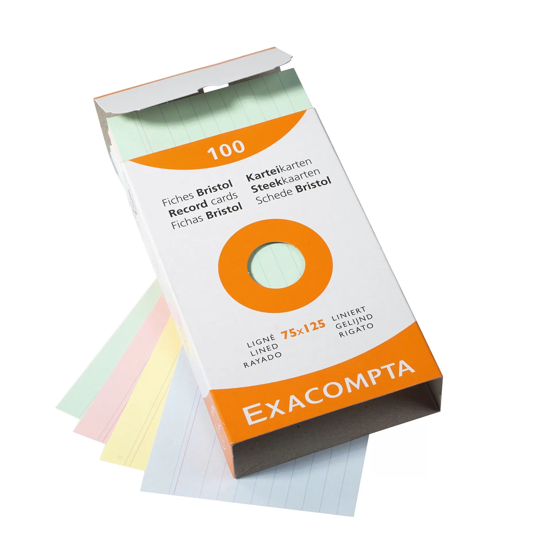 EXACOMPTA Klasseren-Steekkaarten 7,5X12,5Cm Gelijnd Niet Geperforeerd Assortiment 100 Stuks