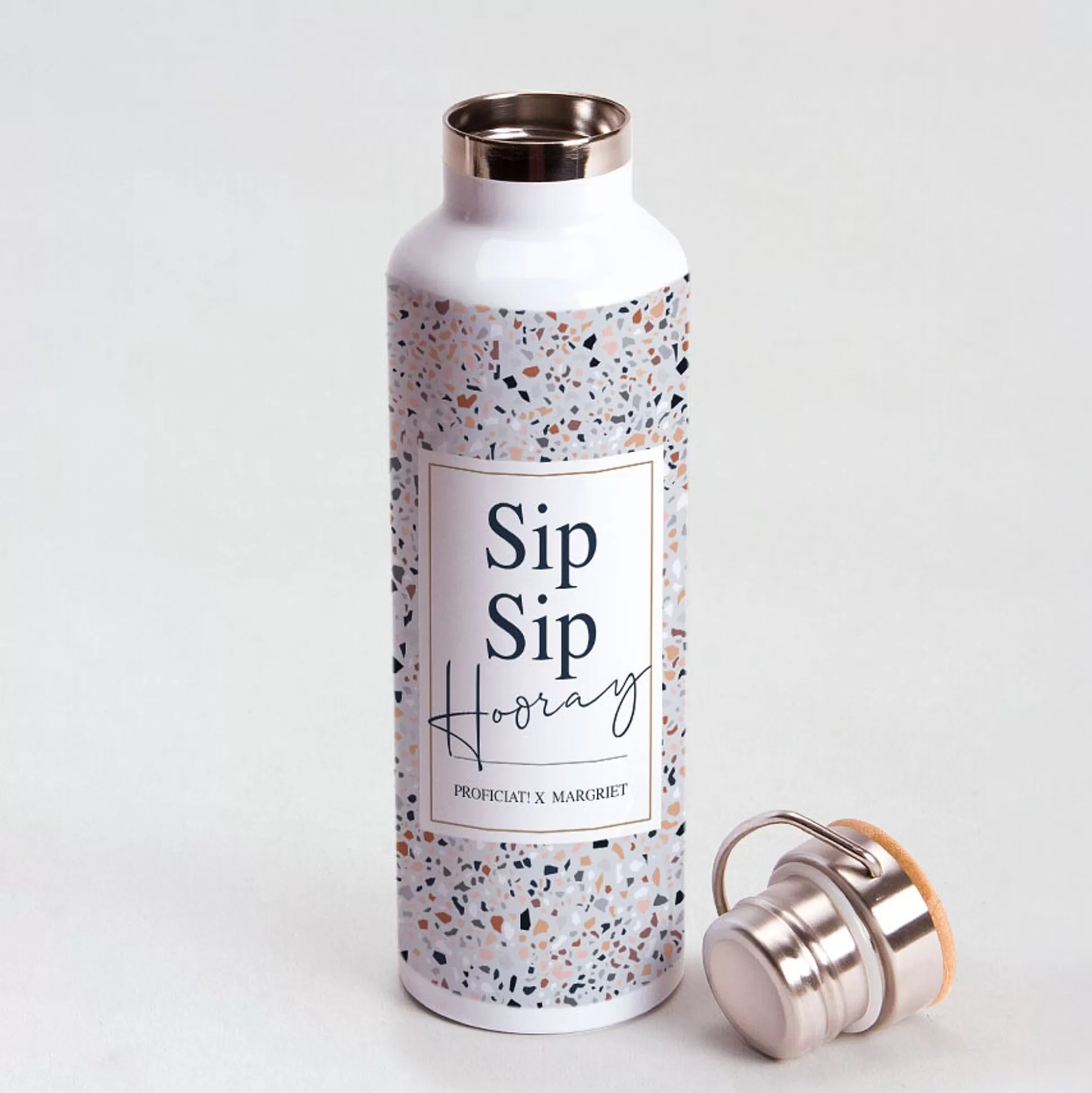 MIJN ONTWERP Drinkflessen-Stoere Drinkfles Met Eigen Tekst In Terrazzo Look