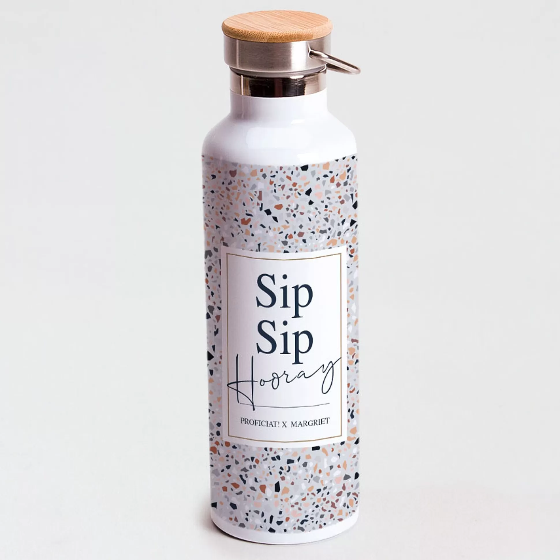 MIJN ONTWERP Drinkflessen-Stoere Drinkfles Met Eigen Tekst In Terrazzo Look