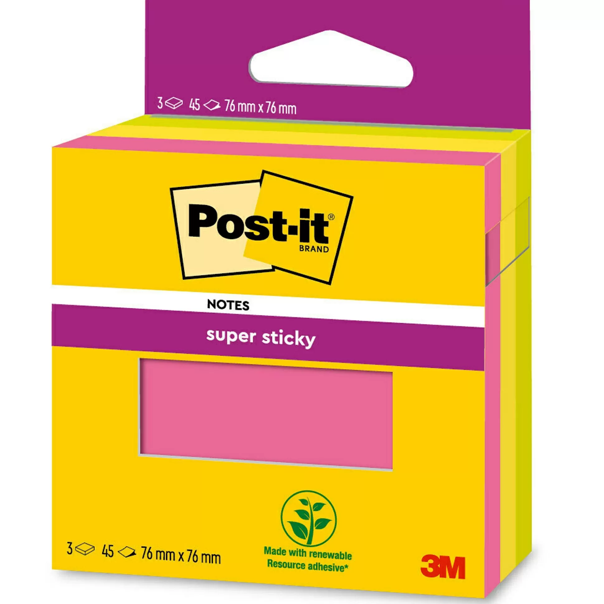 POST-IT Notitieblokken-Super Sticky Notes 76X76Mm 3X45 Vellen