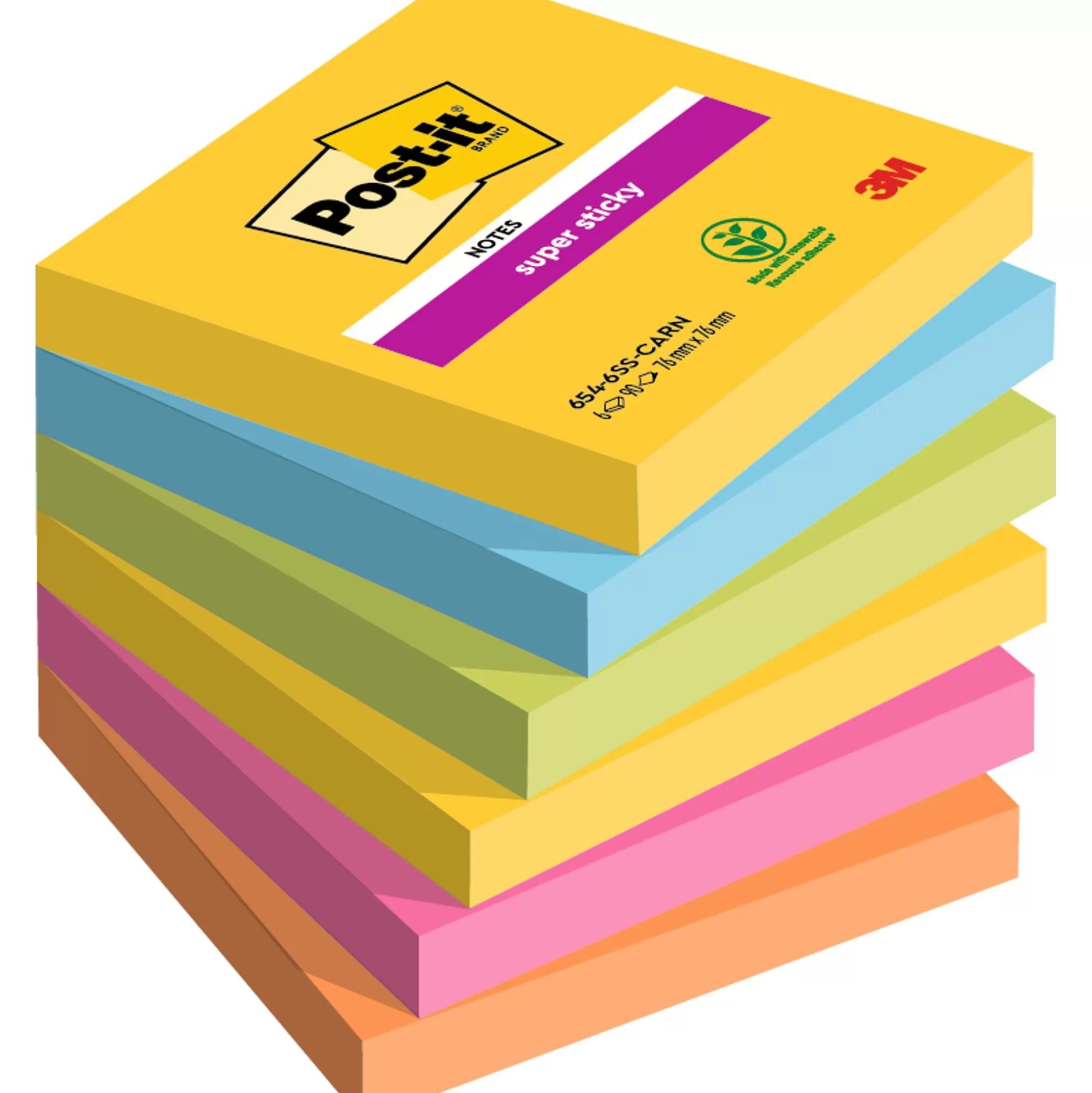 POST-IT Notitieblokken-Super Sticky Notes 76X76Mm Kleurenset Rio 6 Blokken