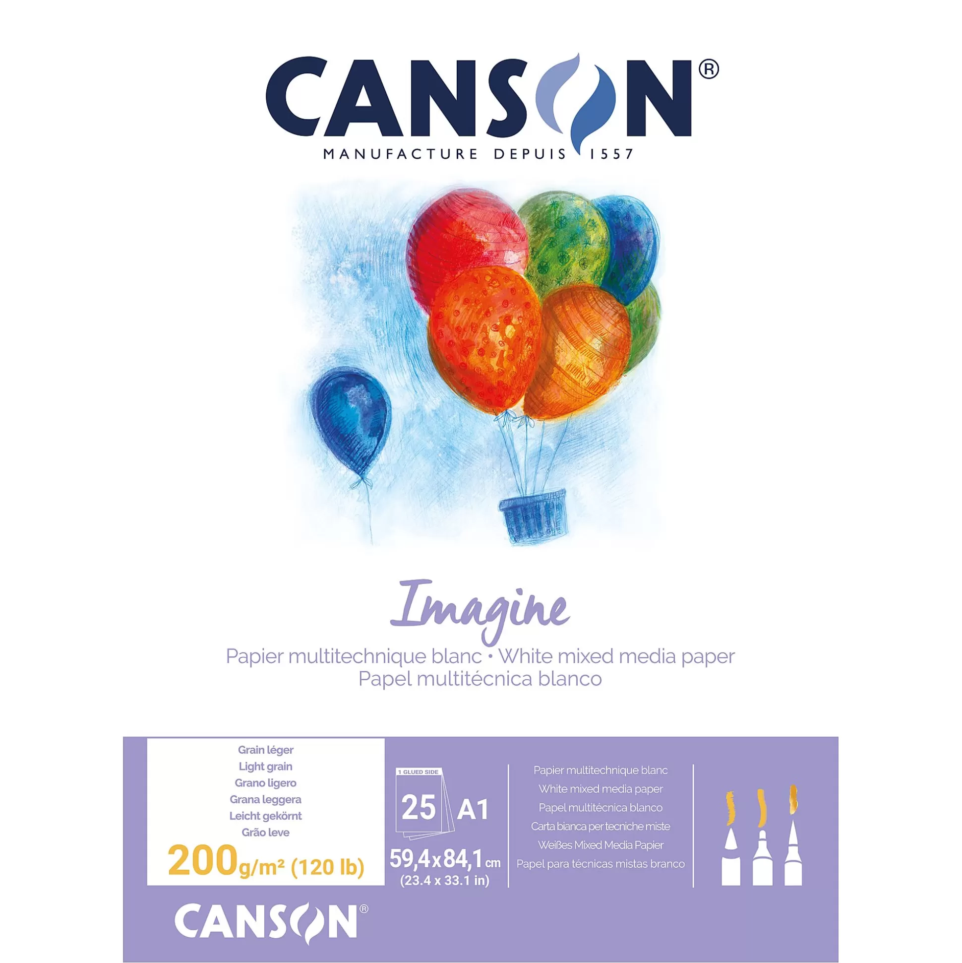 CANSON Tekenpapier-Tekenblok Imagine 25 Vellen 200G/M A1