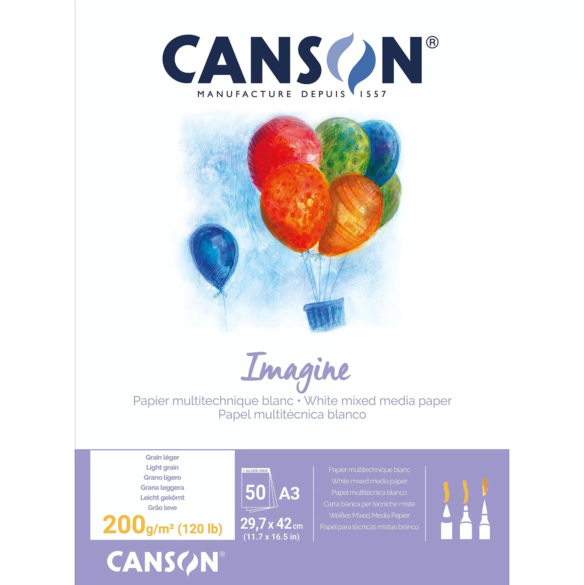 CANSON Tekenpapier-Tekenblok Imagine 50 Vellen 200G/M A3