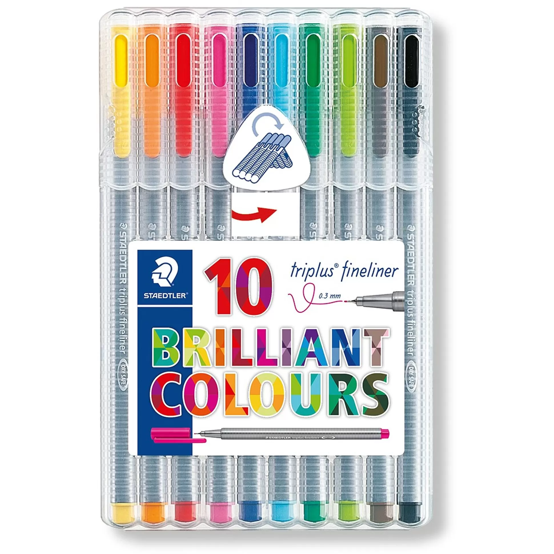 STAEDTLER Stiften-Triplus Fineliner Driekantig Assorti 10 Stuks