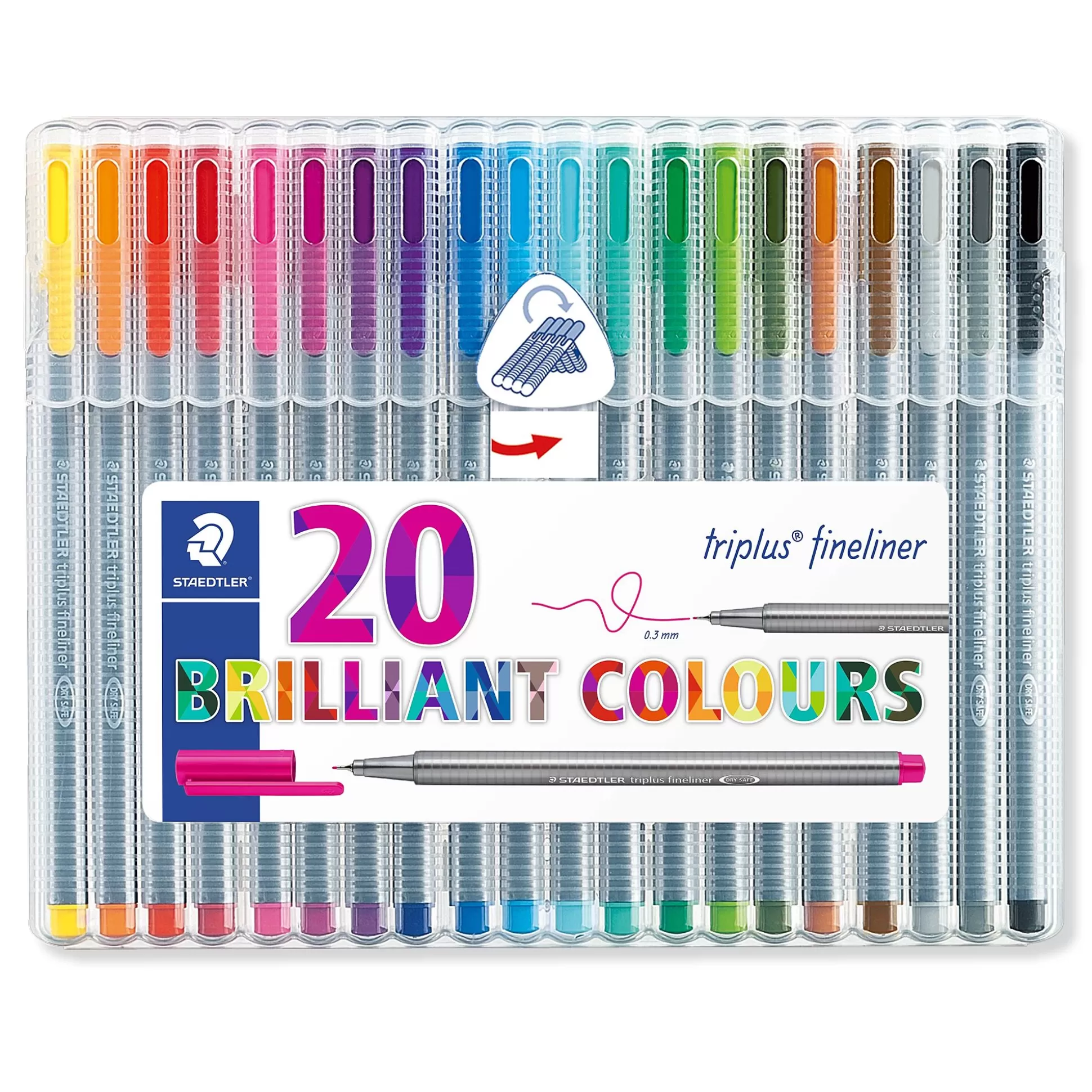 STAEDTLER Stiften-Triplus Fineliner Driekantig Assorti 20 Stuks