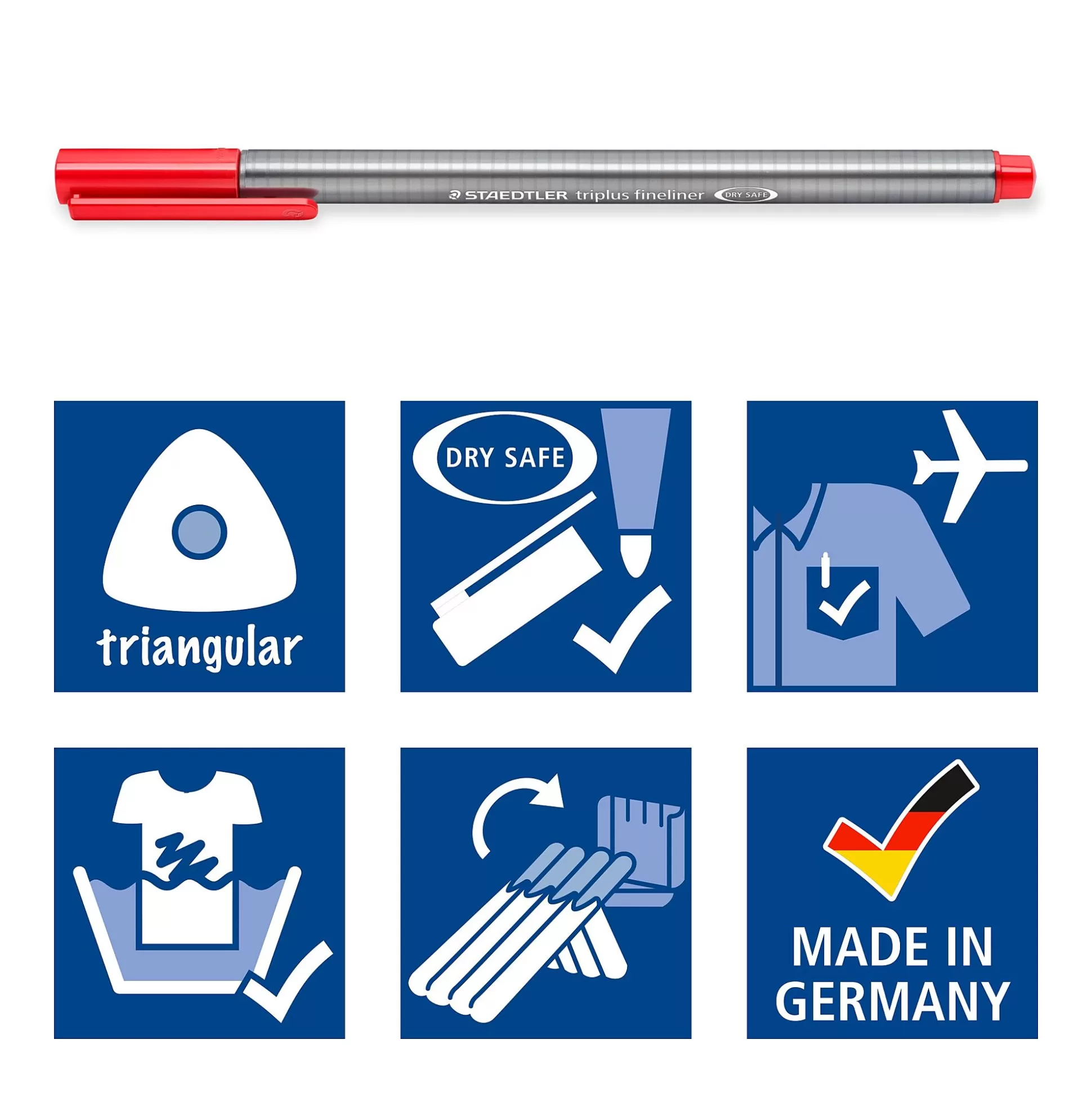 STAEDTLER Stiften-Triplus Fineliner Driekantig Assorti 4 Stuks