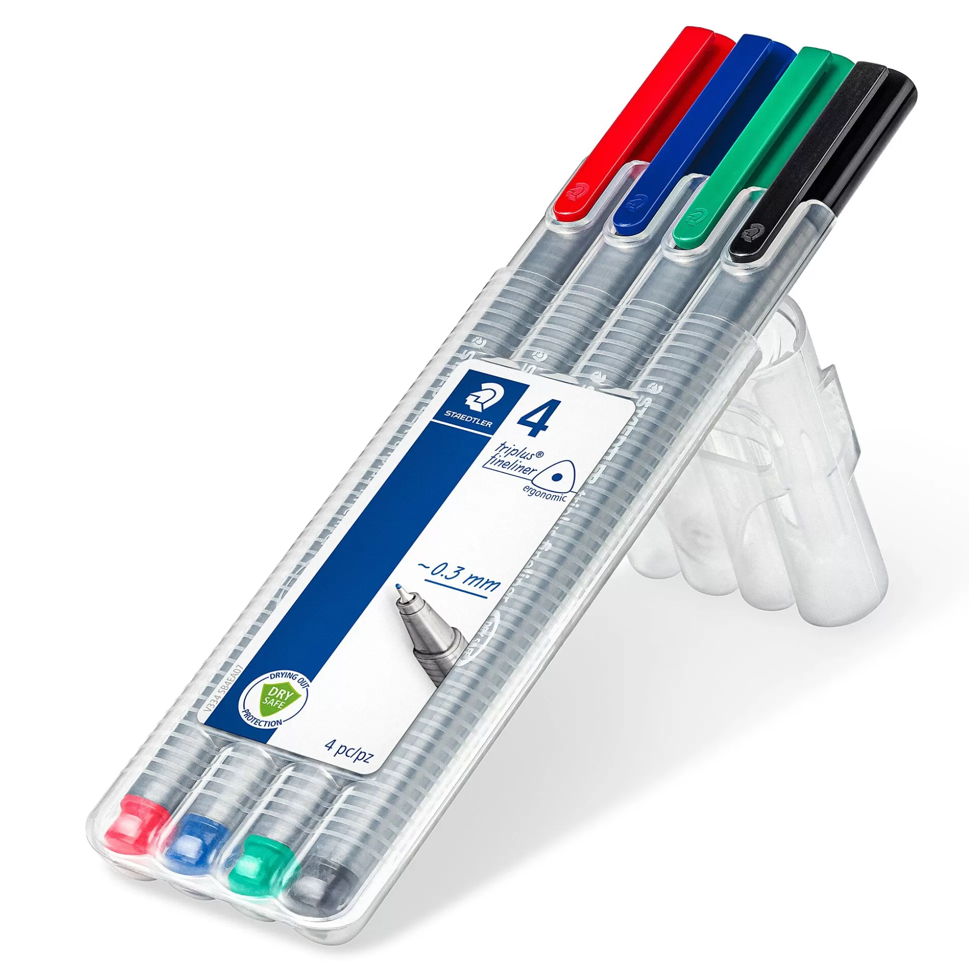 STAEDTLER Stiften-Triplus Fineliner Driekantig Assorti 4 Stuks