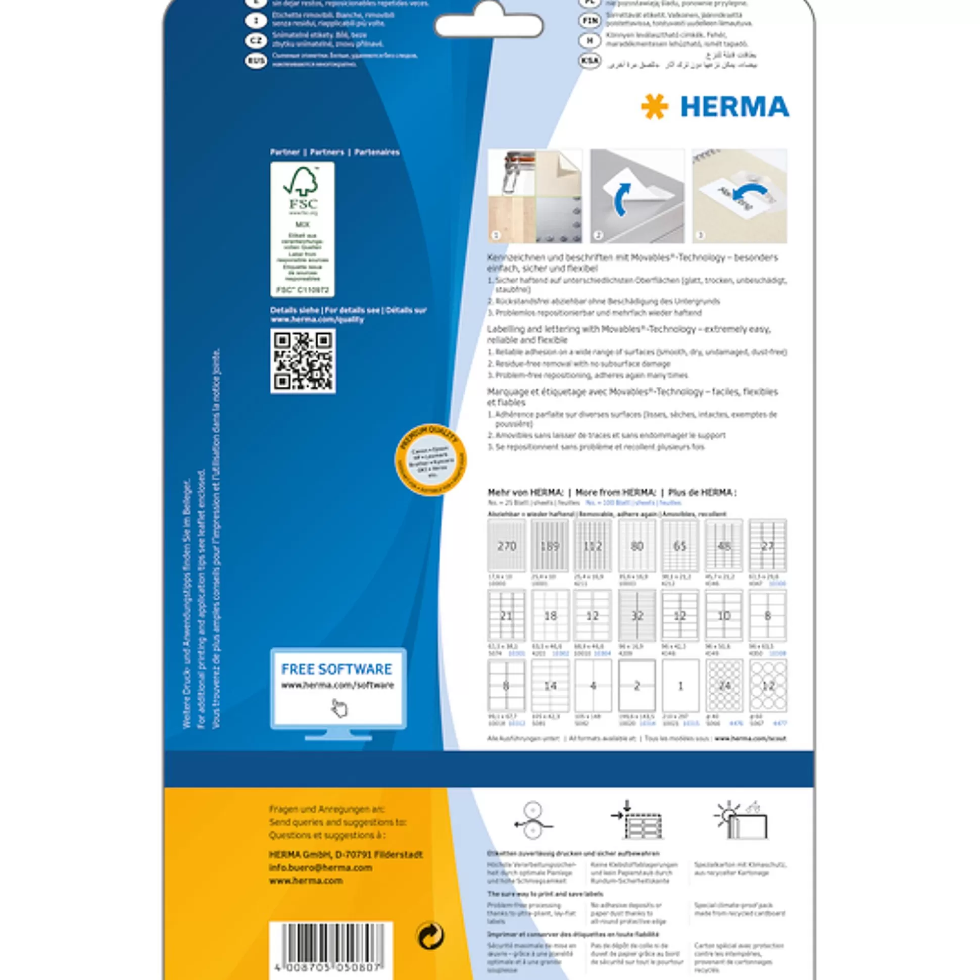 HERMA Etiketten & Labels-Verwijderbare Etiketten 5,22X2,12Cm 25 A4-Vellen 1400 Stuks