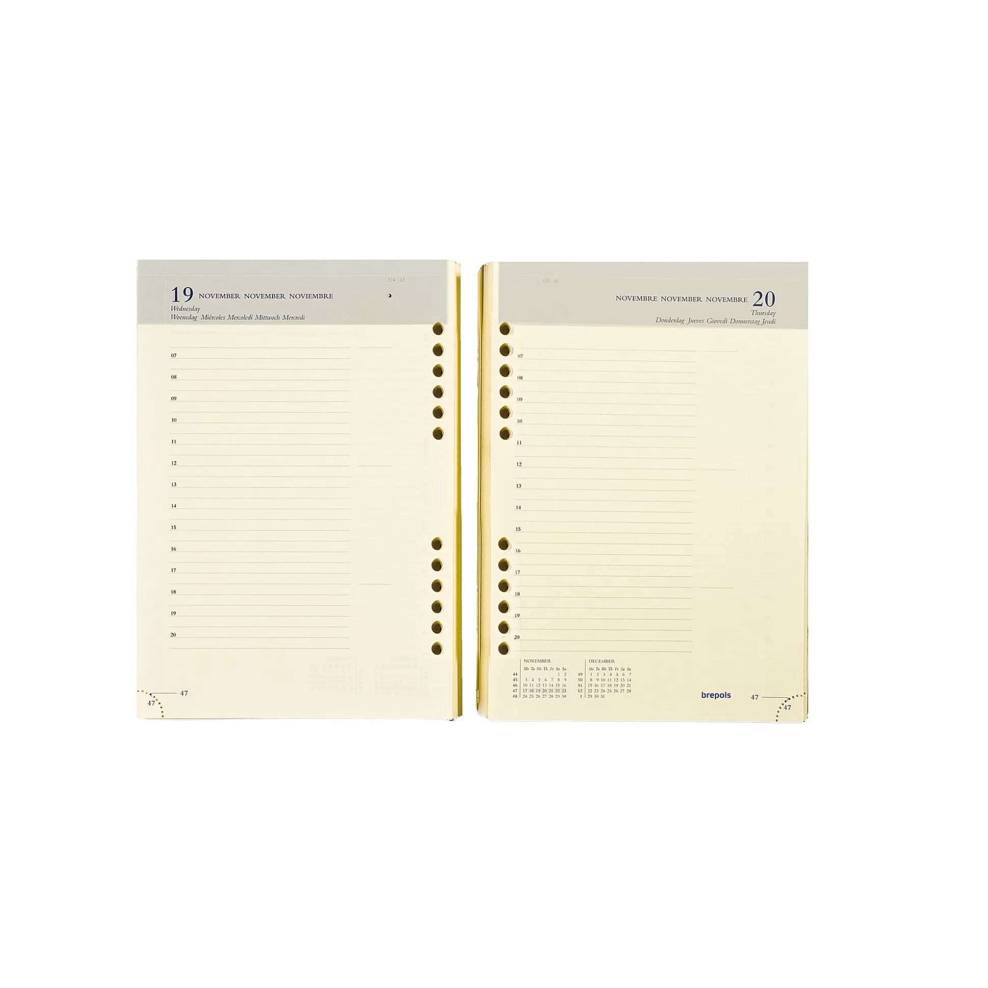 BREPOLS Planners & Lijstjes-Vulling Agenda 14,5X21Cm 1 Dag Per Pagina 6 Talen Calendarium Ivoor Brefax 1