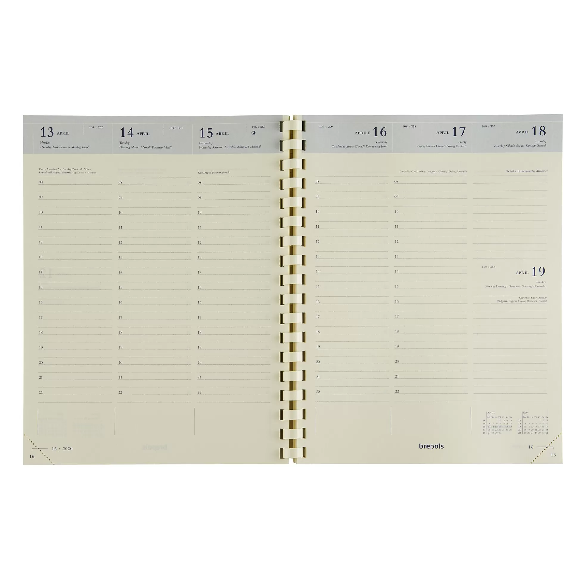 BREPOLS Agenda's-Vulling Agenda 17,2X22Cm 1 Week Op 2 Pagina's 6 Talen Timing