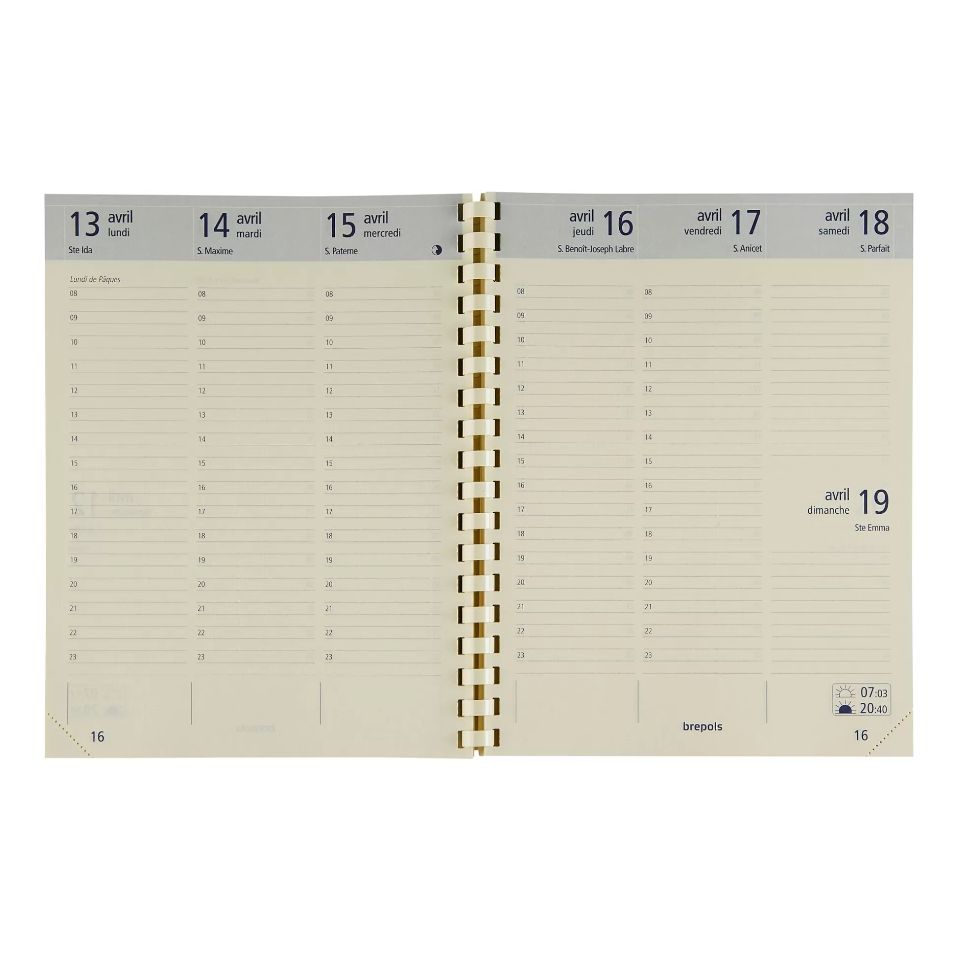 BREPOLS Agenda's-Vulling Agenda 17,2X22Cm 1 Week Op 2 Pagina's Fr Optivision