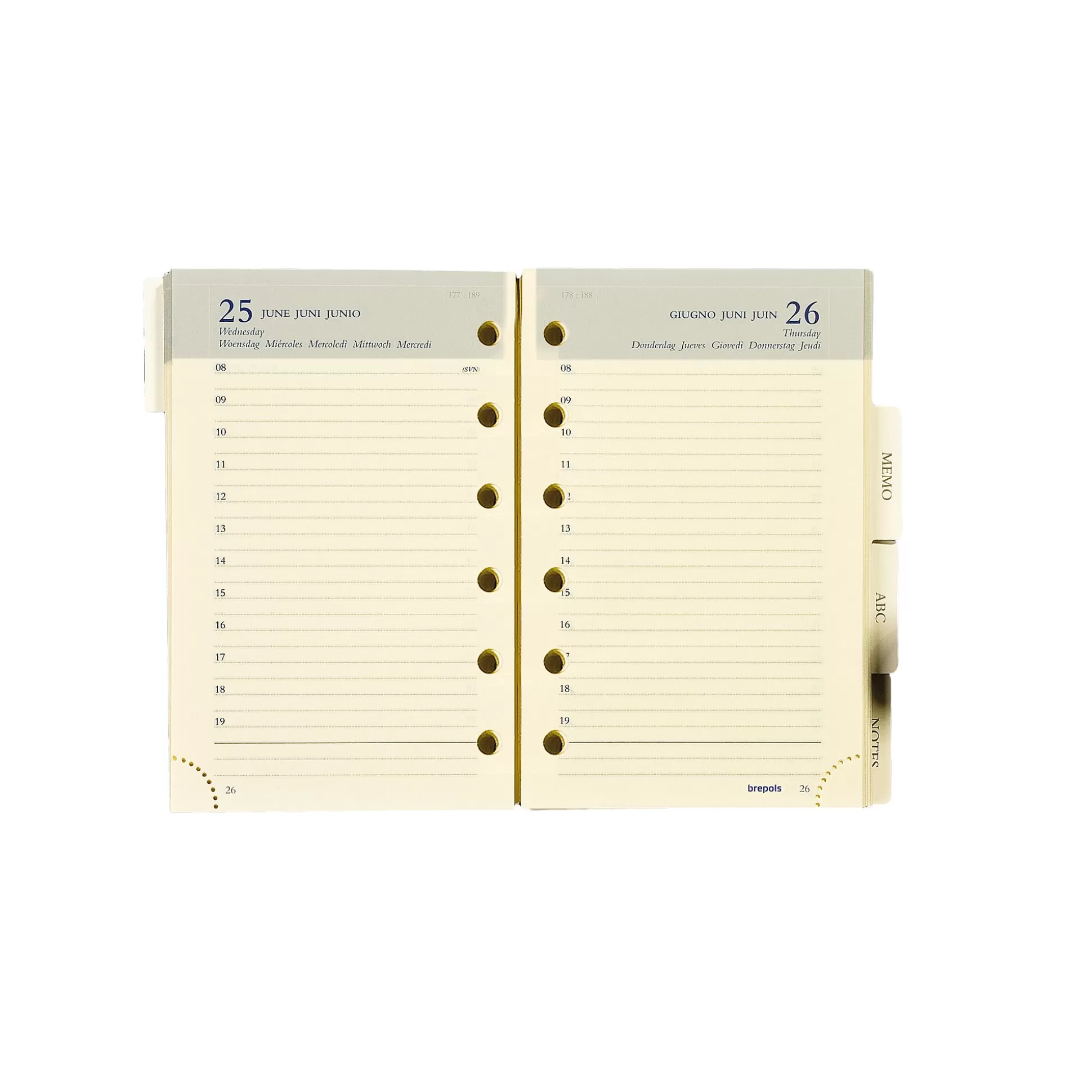 BREPOLS Planners & Lijstjes-Vulling Agenda 8X12,5Cm 1 Dag Per Pagina 6 Talen Calendarium Ivoor Brefax 21