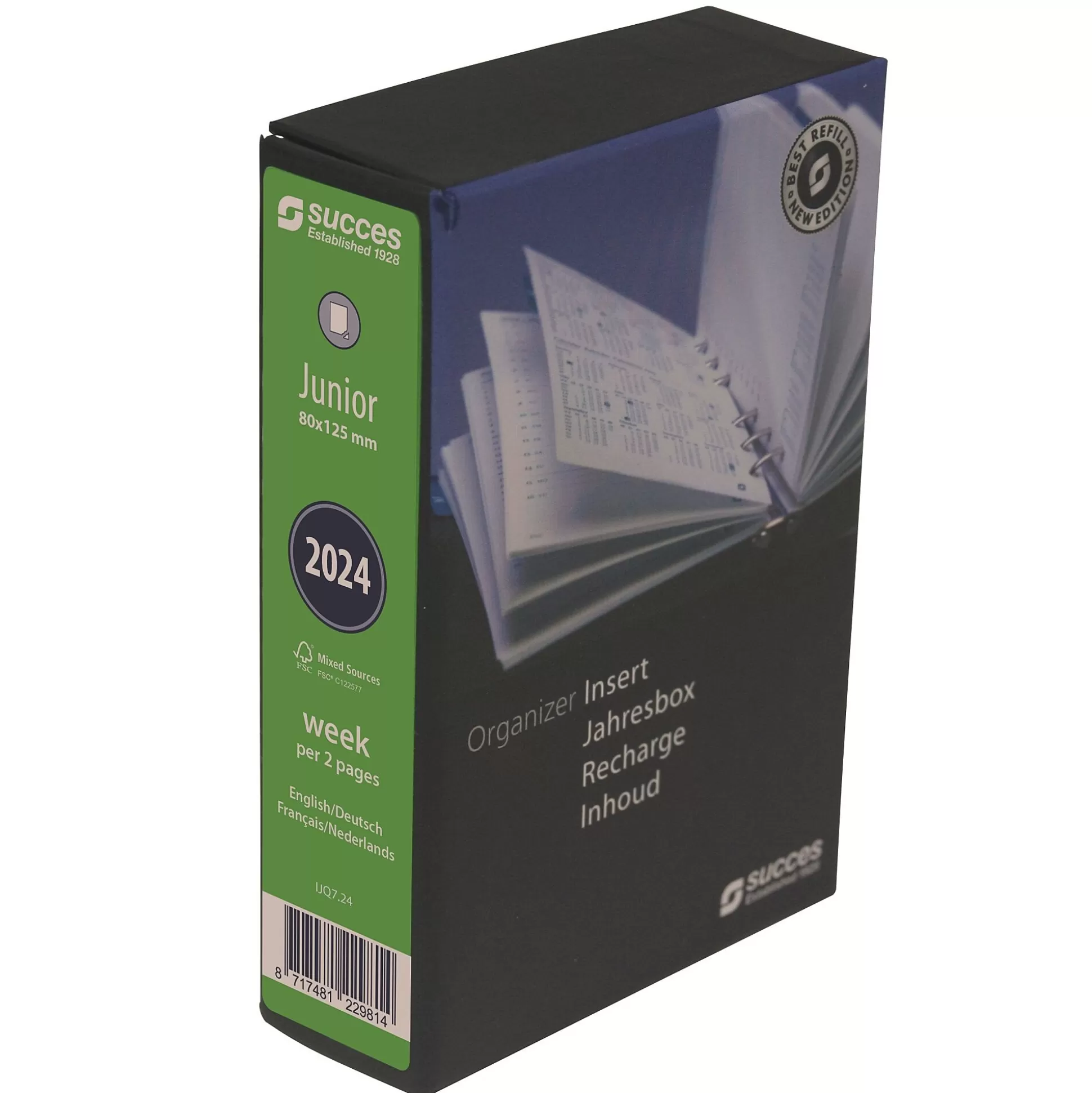 SUCCES Planners & Lijstjes-Vulling Agenda 8X12,5Cm 1 Week Op 2 Pagina's 4 Talen Junior