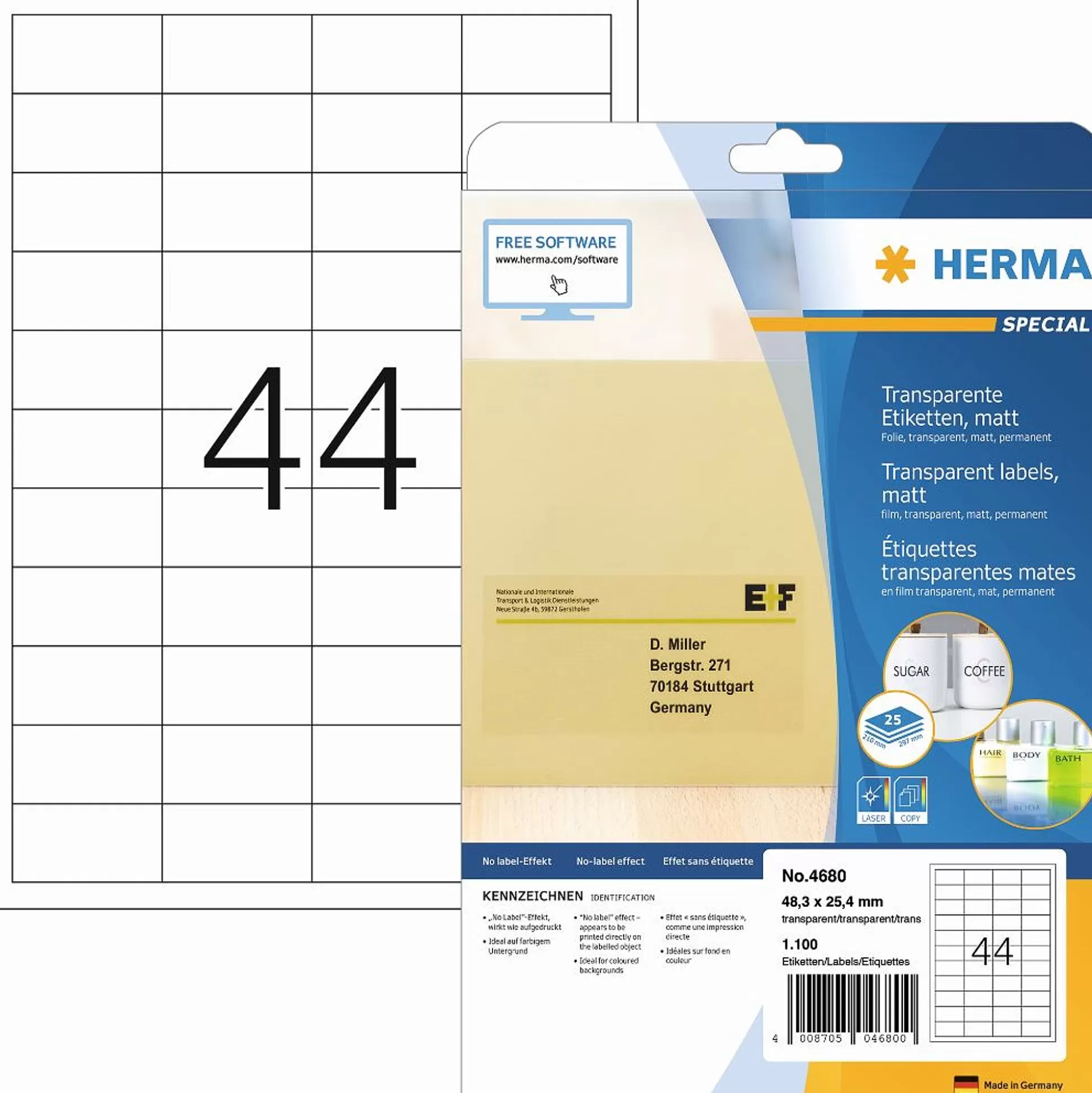 HERMA Etiketten & Labels-Weervaste Etiketten Wit 48,3X25,4Mm 25 A4-Vellen 1100 Stuks