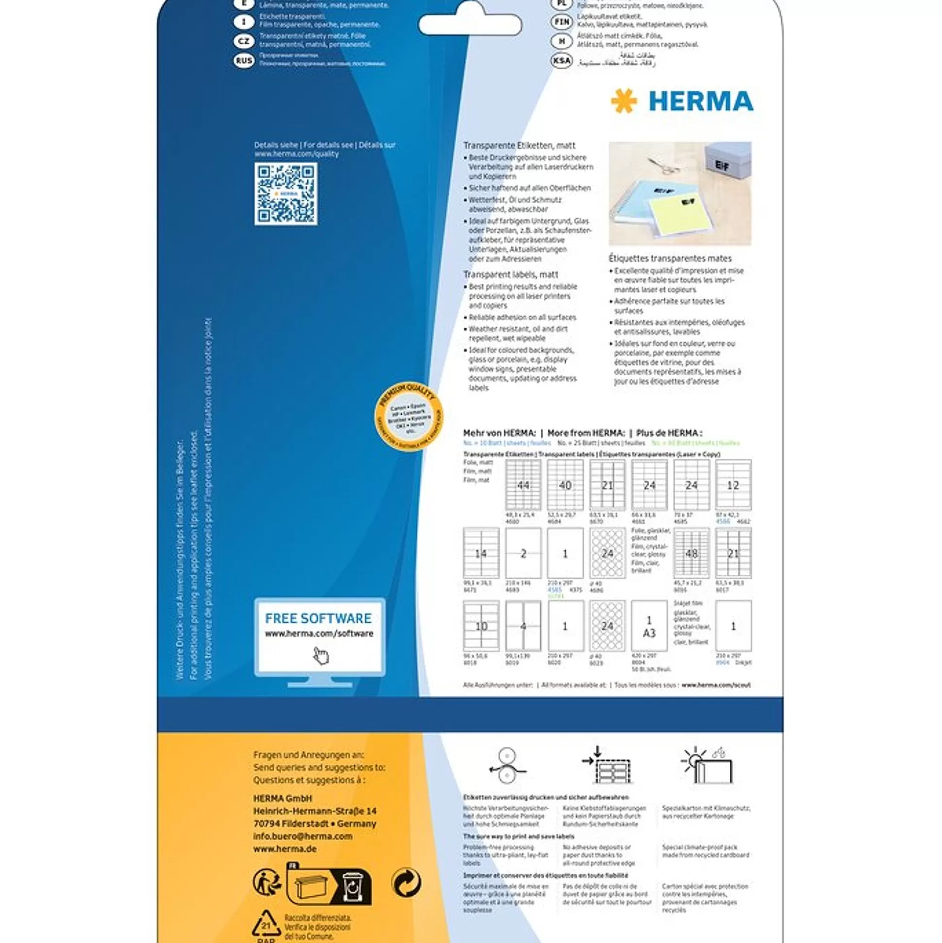 HERMA Etiketten & Labels-Weervaste Etiketten Wit 48,3X25,4Mm 25 A4-Vellen 1100 Stuks