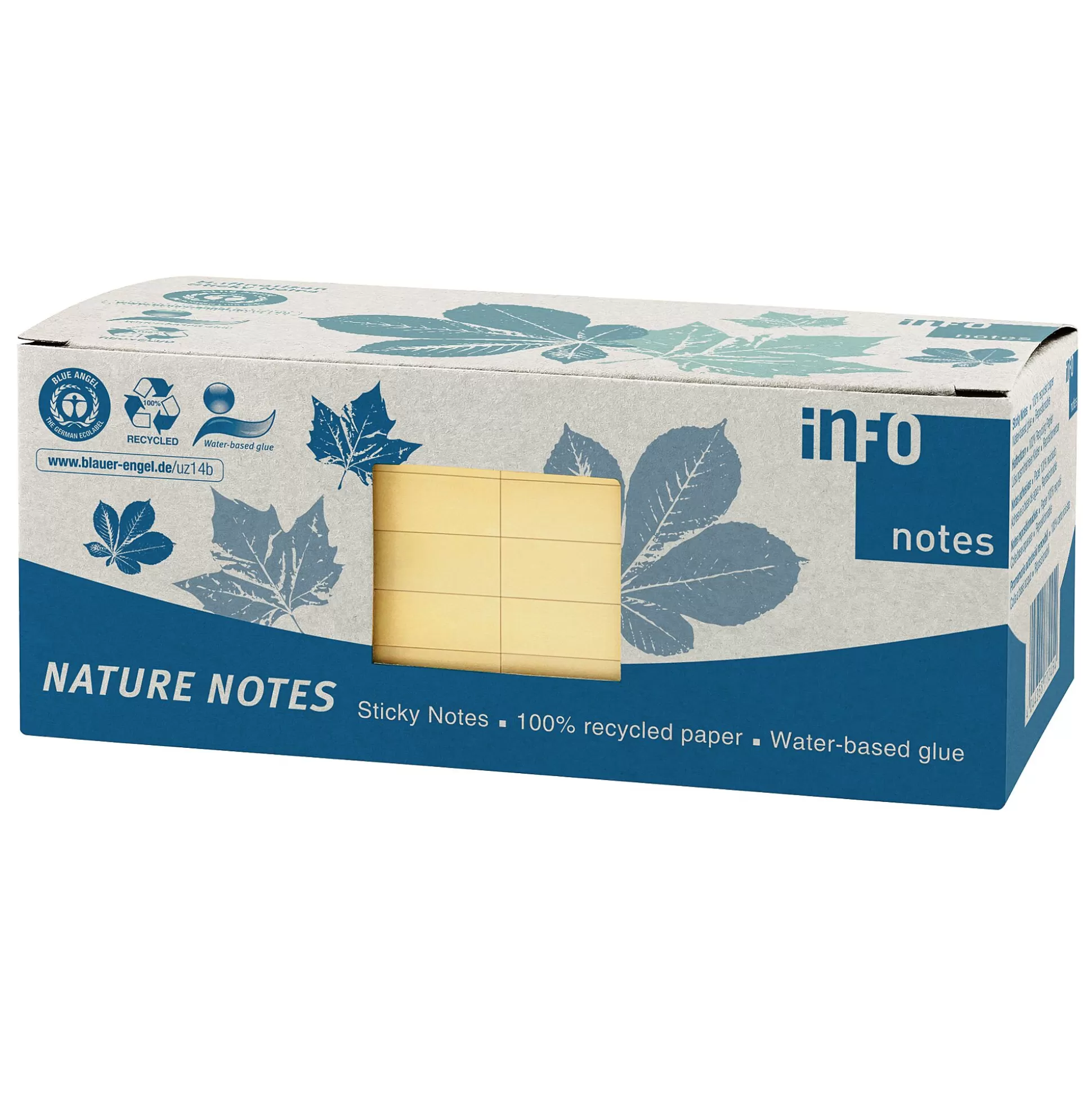 INFONOTE Notitieblokken-Z-Notes Gerecycleerd 7,5X7,5Cm Geel 100 Vellen 12 Stuks