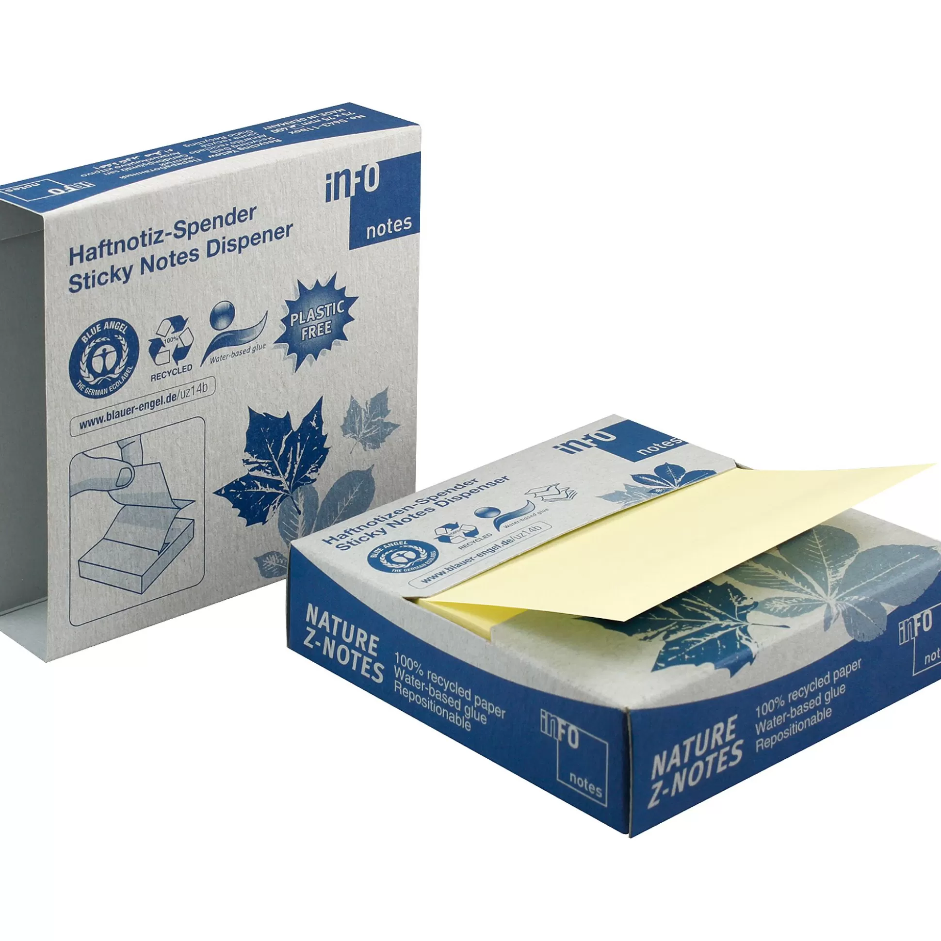 INFONOTE Notitieblokken-Z-Notes Gerecycleerd 7,5X7,5Cm Geel 100 Vellen In Dispensorbox